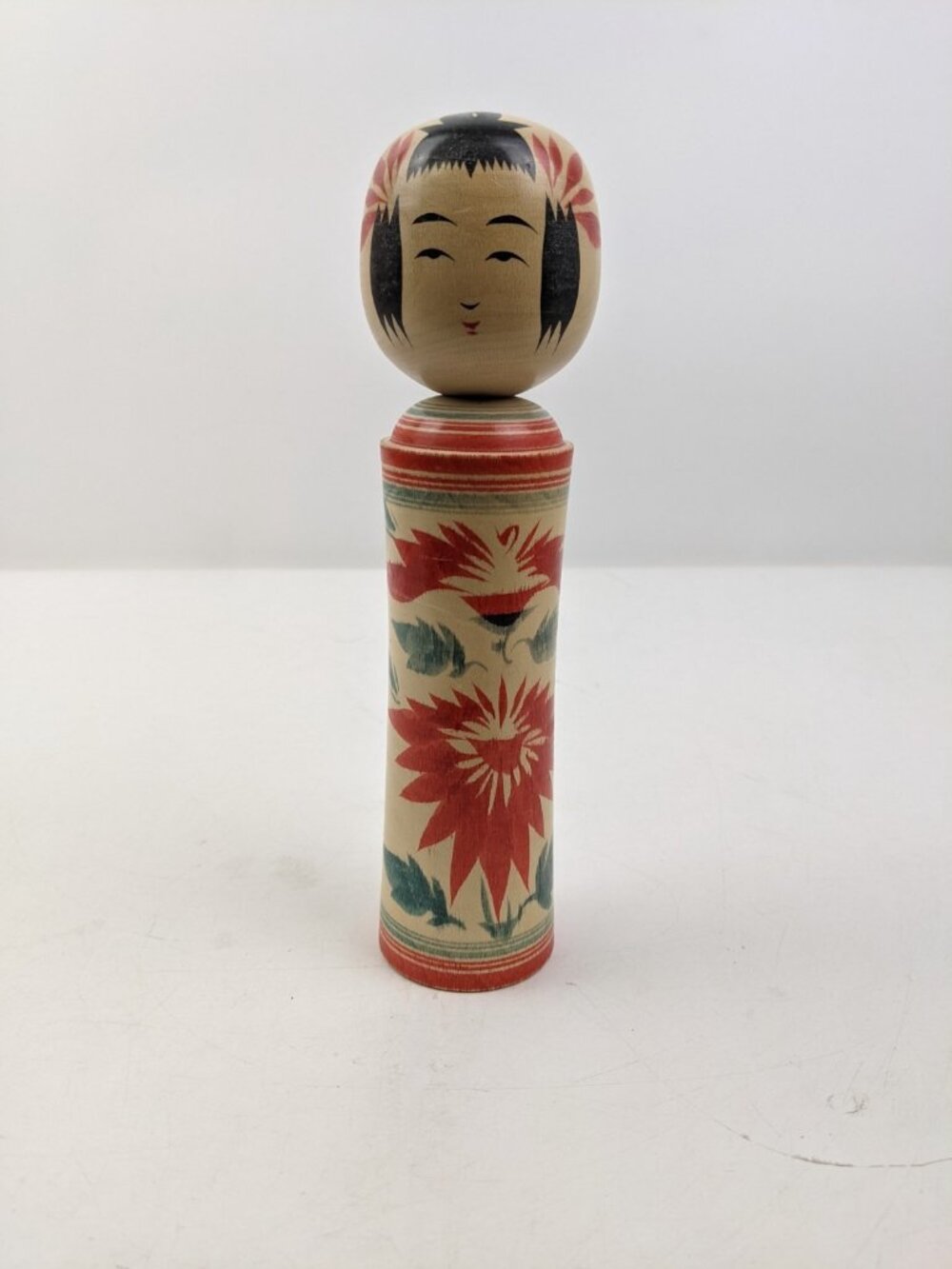 Vintage Traditional Japanese Kokeshi Doll 8.25” Tall Signed Wooden Craft